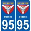 95 Bezons escudo de armas de la etiqueta engomada de la placa de pegatinas de la ciudad