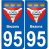 95 Bezons escudo de armas de la etiqueta engomada de la placa de pegatinas de la ciudad