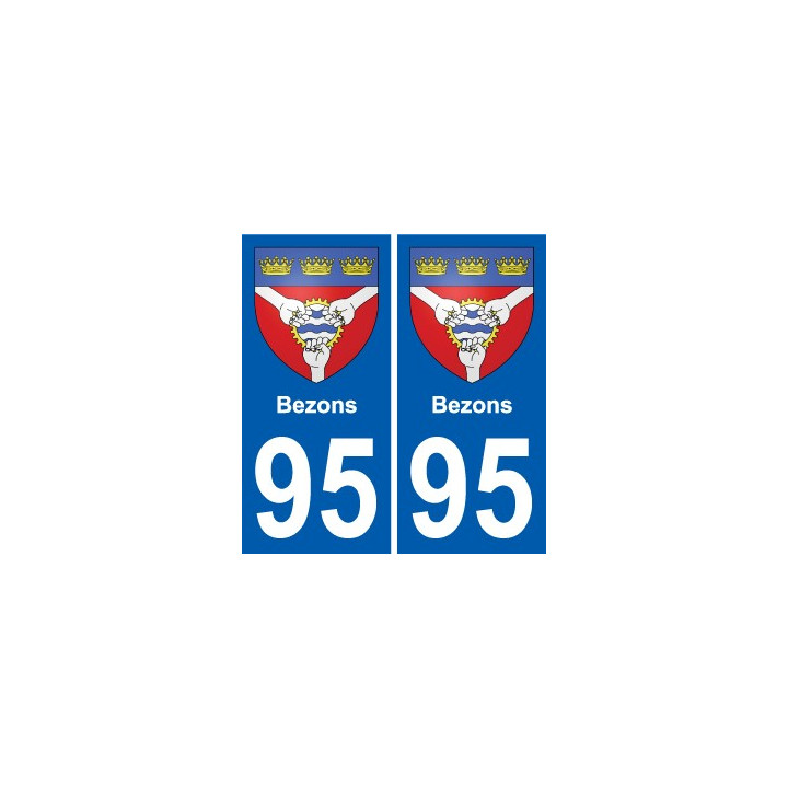 95 Bezons escudo de armas de la etiqueta engomada de la placa de pegatinas de la ciudad