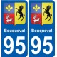 95 Bouqueval escudo de armas de la etiqueta engomada de la placa de pegatinas de la ciudad