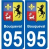 95 Bouqueval escudo de armas de la etiqueta engomada de la placa de pegatinas de la ciudad