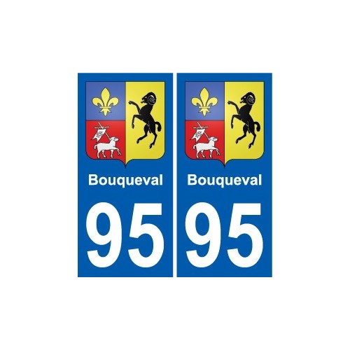 95 Bouqueval escudo de armas de la etiqueta engomada de la placa de pegatinas de la ciudad