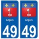 49 Angers blason autocollant plaque stickers ville