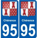 95 Chérence coat of arms sticker plate stickers city