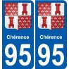 95 Chérence blason autocollant plaque stickers ville