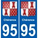 95 Chérence wappen aufkleber typenschild aufkleber stadt