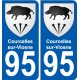 95 Courcelles-sur-Viosne escudo de armas de la etiqueta engomada de la placa de pegatinas de la ciudad