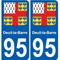 95 Deuil-la-Barre escudo de armas de la etiqueta engomada de la placa de pegatinas de la ciudad