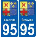 95 Ézanville escudo de armas de la etiqueta engomada de la placa de pegatinas de la ciudad