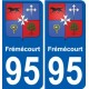 95 Frémécourt escudo de armas de la etiqueta engomada de la placa de pegatinas de la ciudad