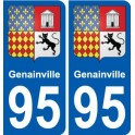 95 Genainville escudo de armas de la etiqueta engomada de la placa de pegatinas de la ciudad