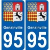 95 Genainville blason autocollant plaque stickers ville