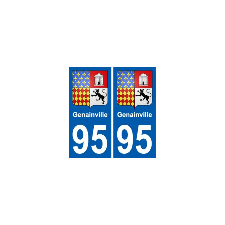 95 Genainville escudo de armas de la etiqueta engomada de la placa de pegatinas de la ciudad