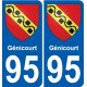 95 Génicourt blason autocollant plaque stickers ville