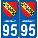 95 Génicourt escudo de armas de la etiqueta engomada de la placa de pegatinas de la ciudad