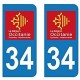 34 Occitanie nouveau logo autocollant plaque immatriculation auto ville sticker