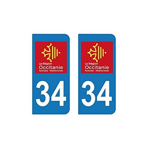 34 Occitanie nouveau logo autocollant plaque immatriculation auto ville sticker