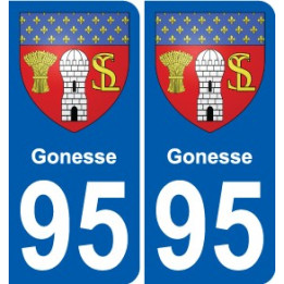95 Gonesse escudo de armas de la etiqueta engomada de la placa de pegatinas de la ciudad