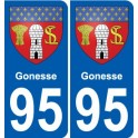 95 Gonesse escudo de armas de la etiqueta engomada de la placa de pegatinas de la ciudad
