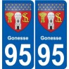 95 Gonesse escudo de armas de la etiqueta engomada de la placa de pegatinas de la ciudad