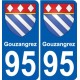 95 Gouzangrez escudo de armas de la etiqueta engomada de la placa de pegatinas de la ciudad