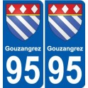 95 Gouzangrez escudo de armas de la etiqueta engomada de la placa de pegatinas de la ciudad