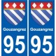 95 Gouzangrez escudo de armas de la etiqueta engomada de la placa de pegatinas de la ciudad