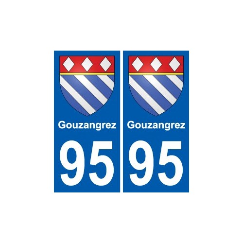 95 Gouzangrez escudo de armas de la etiqueta engomada de la placa de pegatinas de la ciudad