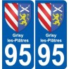 95 Grisy-les-Plâtres escudo de armas de la etiqueta engomada de la placa de pegatinas de la ciudad