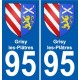 95 Grisy-les-Plâtres stemma adesivo piastra adesivi città