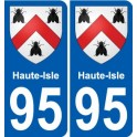 95 Haute-Isle escudo de armas de la etiqueta engomada de la placa de pegatinas de la ciudad
