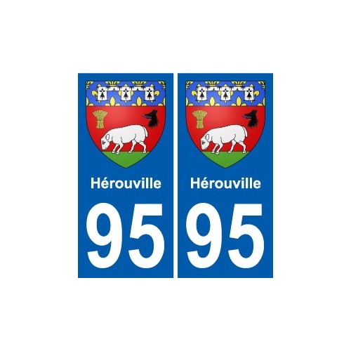 95 Hérouville escudo de armas de la etiqueta engomada de la placa de pegatinas de la ciudad