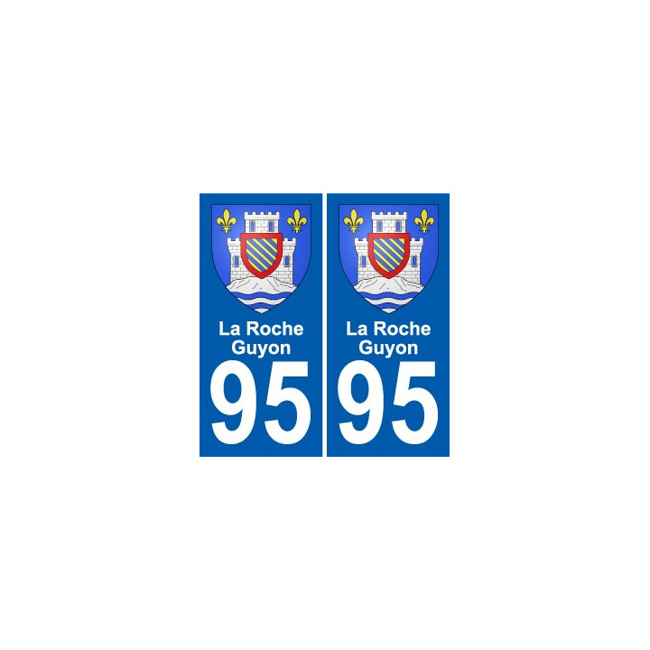 95 -La Roche-Guyon escudo de armas de la etiqueta engomada de la placa de pegatinas de la ciudad