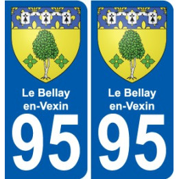 95 Le Bellay-en-Vexin escudo de armas de la etiqueta engomada de la placa de pegatinas de la ciudad