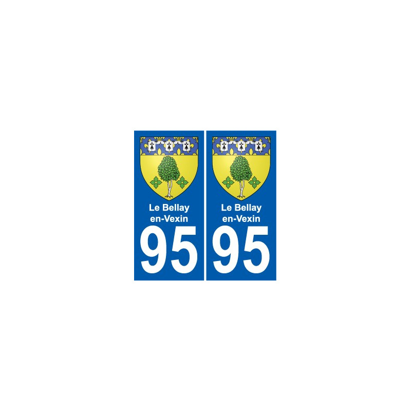 95 Le Bellay-en-Vexin escudo de armas de la etiqueta engomada de la placa de pegatinas de la ciudad