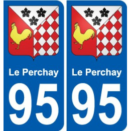 95 Le Perchay escudo de armas de la etiqueta engomada de la placa de pegatinas de la ciudad