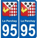 95 Le Perchay escudo de armas de la etiqueta engomada de la placa de pegatinas de la ciudad