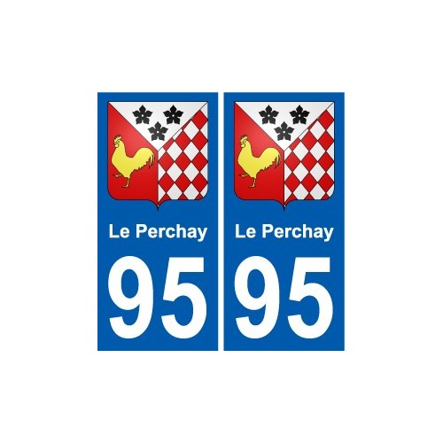 95 Le Perchay escudo de armas de la etiqueta engomada de la placa de pegatinas de la ciudad