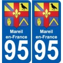 95 Mareil-en-France escudo de armas de la etiqueta engomada de la placa de pegatinas de la ciudad