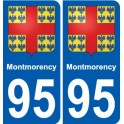 95 Montmorency escudo de armas de la etiqueta engomada de la placa de pegatinas de la ciudad