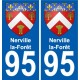 95 Nerville-la-Forêt escudo de armas de la etiqueta engomada de la placa de pegatinas de la ciudad