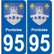 95 Pontoise blason autocollant plaque stickers ville