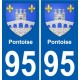 95 Pontoise escudo de armas de la etiqueta engomada de la placa de pegatinas de la ciudad
