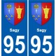 95 Sagy coat of arms sticker plate stickers city