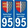 95 Saint-Clair-sur-Epte escudo de armas de la etiqueta engomada de la placa de pegatinas de la ciudad