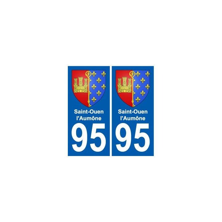 95 Saint-Ouen-l'Aumône escudo de armas de la etiqueta engomada de la placa de pegatinas de la ciudad