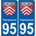 95 Théméricourt escudo de armas de la etiqueta engomada de la placa de pegatinas de la ciudad