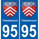 95 Théméricourt escudo de armas de la etiqueta engomada de la placa de pegatinas de la ciudad