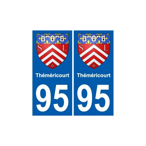 95 Théméricourt escudo de armas de la etiqueta engomada de la placa de pegatinas de la ciudad