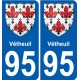 95 Vétheuil escudo de armas de la etiqueta engomada de la placa de pegatinas de la ciudad